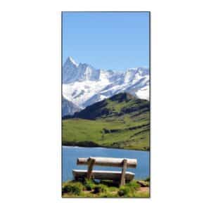 Banjado Magnettafel 37x78cm Magnetwand  Schwarz Aus Metall Magnetpinnwand Pinnwand Inkl. 4 Magnete Motiv Alpen