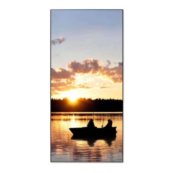 Banjado Magnettafel 37x78cm Magnetwand  Schwarz Aus Metall Magnetpinnwand Pinnwand Inkl. 4 Magnete Motiv Angler