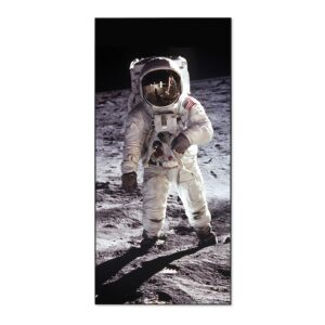 Banjado Magnettafel 37x78cm Magnetwand  Schwarz Aus Metall Magnetpinnwand Pinnwand Inkl. 4 Magnete Motiv Astronaut
