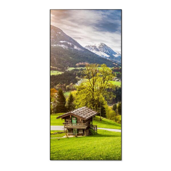 Banjado Magnettafel 37x78cm Magnetwand  Schwarz Aus Metall Magnetpinnwand Pinnwand Inkl. 4 Magnete Motiv Berchtesgadener Land