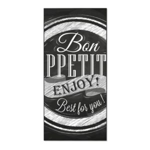 Banjado Magnettafel 37x78cm Magnetwand  Schwarz Aus Metall Magnetpinnwand Pinnwand Inkl. 4 Magnete Motiv Bon Appetit