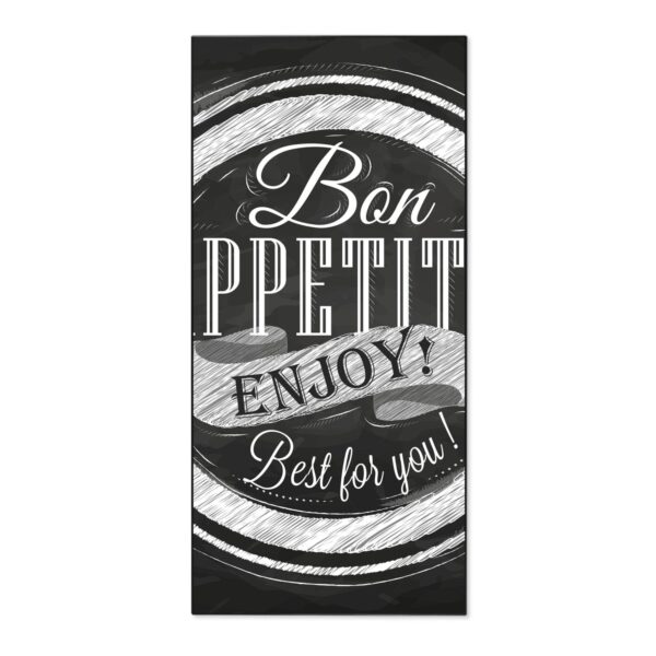 Banjado Magnettafel 37x78cm Magnetwand  Schwarz Aus Metall Magnetpinnwand Pinnwand Inkl. 4 Magnete Motiv Bon Appetit