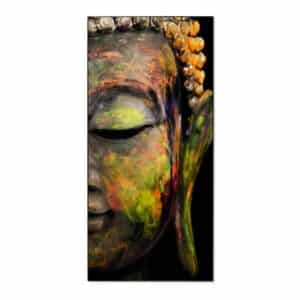Banjado Magnettafel 37x78cm Magnetwand  Schwarz Aus Metall Magnetpinnwand Pinnwand Inkl. 4 Magnete Motiv Bunter Buddha