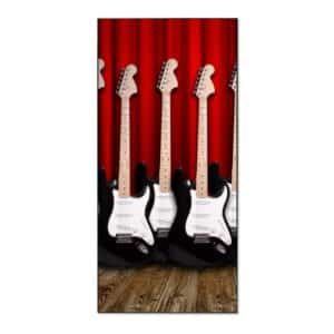 Banjado Magnettafel 37x78cm Magnetwand  Schwarz Aus Metall Magnetpinnwand Pinnwand Inkl. 4 Magnete Motiv E-Gitarren