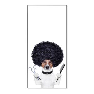 Banjado Magnettafel 37x78cm Magnetwand  Schwarz Aus Metall Magnetpinnwand Pinnwand Inkl. 4 Magnete Motiv Friseur Jack Russel