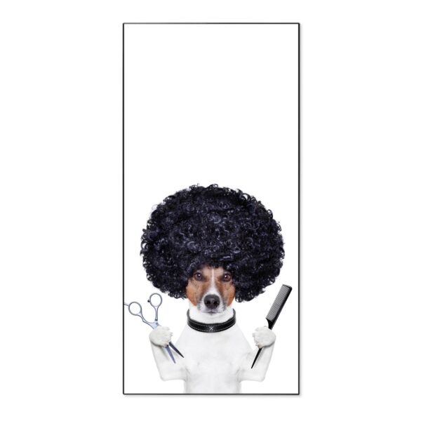 Banjado Magnettafel 37x78cm Magnetwand  Schwarz Aus Metall Magnetpinnwand Pinnwand Inkl. 4 Magnete Motiv Friseur Jack Russel