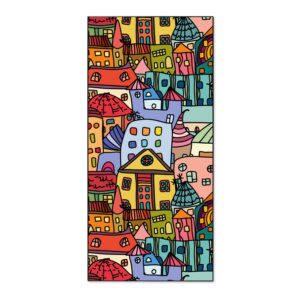 Banjado Magnettafel 37x78cm Magnetwand  Schwarz Aus Metall Magnetpinnwand Pinnwand Inkl. 4 Magnete Motiv Funky Town