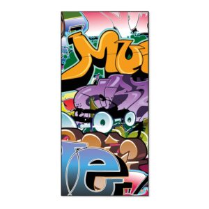 Banjado Magnettafel 37x78cm Magnetwand  Schwarz Aus Metall Magnetpinnwand Pinnwand Inkl. 4 Magnete Motiv Graffiti