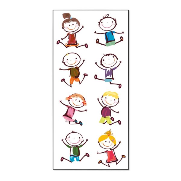 Banjado Magnettafel 37x78cm Magnetwand  Schwarz Aus Metall Magnetpinnwand Pinnwand Inkl. 4 Magnete Motiv Happy Kids