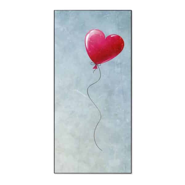 Banjado Magnettafel 37x78cm Magnetwand  Schwarz Aus Metall Magnetpinnwand Pinnwand Inkl. 4 Magnete Motiv Herzballon