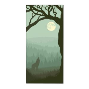 Banjado Magnettafel 37x78cm Magnetwand  Schwarz Aus Metall Magnetpinnwand Pinnwand Inkl. 4 Magnete Motiv Heulender Wolf