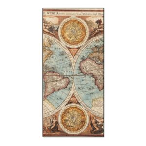 Banjado Magnettafel 37x78cm Magnetwand  Schwarz Aus Metall Magnetpinnwand Pinnwand Inkl. 4 Magnete Motiv Historische Weltkarte