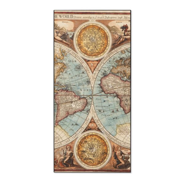 Banjado Magnettafel 37x78cm Magnetwand  Schwarz Aus Metall Magnetpinnwand Pinnwand Inkl. 4 Magnete Motiv Historische Weltkarte