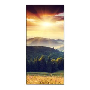 Banjado Magnettafel 37x78cm Magnetwand  Schwarz Aus Metall Magnetpinnwand Pinnwand Inkl. 4 Magnete Motiv Karpaten Sonnenuntergang