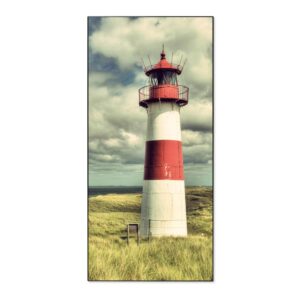 Banjado Magnettafel 37x78cm Magnetwand  Schwarz Aus Metall Magnetpinnwand Pinnwand Inkl. 4 Magnete Motiv Leuchtturm Sylt