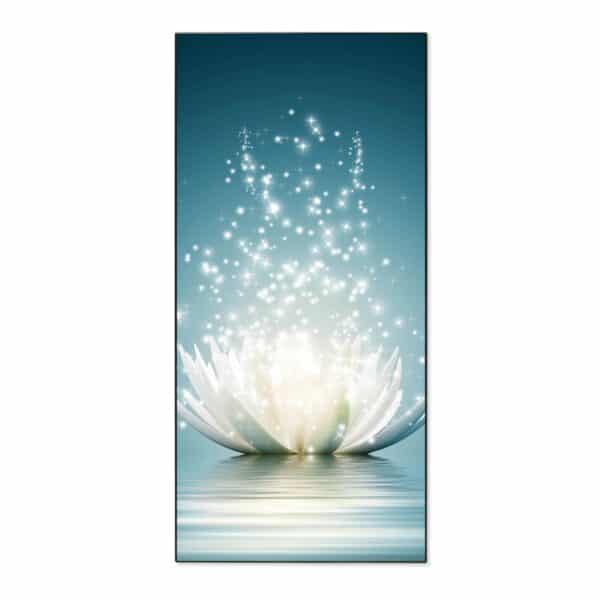 Banjado Magnettafel 37x78cm Magnetwand  Schwarz Aus Metall Magnetpinnwand Pinnwand Inkl. 4 Magnete Motiv Magische Lotusblüte
