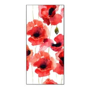 Banjado Magnettafel 37x78cm Magnetwand  Schwarz Aus Metall Magnetpinnwand Pinnwand Inkl. 4 Magnete Motiv Mohn Aquarell