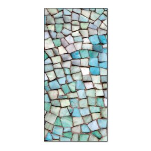 Banjado Magnettafel 37x78cm Magnetwand  Schwarz Aus Metall Magnetpinnwand Pinnwand Inkl. 4 Magnete Motiv Mosaik Blau