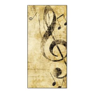 Banjado Magnettafel 37x78cm Magnetwand  Schwarz Aus Metall Magnetpinnwand Pinnwand Inkl. 4 Magnete Motiv Music
