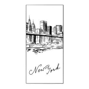 Banjado Magnettafel 37x78cm Magnetwand  Schwarz Aus Metall Magnetpinnwand Pinnwand Inkl. 4 Magnete Motiv New York Skizze