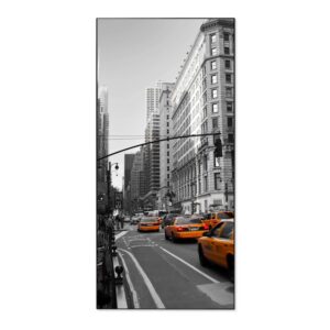 Banjado Magnettafel 37x78cm Magnetwand  Schwarz Aus Metall Magnetpinnwand Pinnwand Inkl. 4 Magnete Motiv New York Taxi