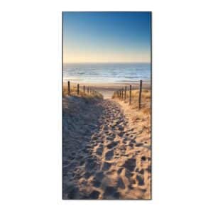 Banjado Magnettafel 37x78cm Magnetwand  Schwarz Aus Metall Magnetpinnwand Pinnwand Inkl. 4 Magnete Motiv Nordseestrand