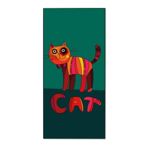 Banjado Magnettafel 37x78cm Magnetwand  Schwarz Aus Metall Magnetpinnwand Pinnwand Inkl. 4 Magnete Motiv Orange Katze