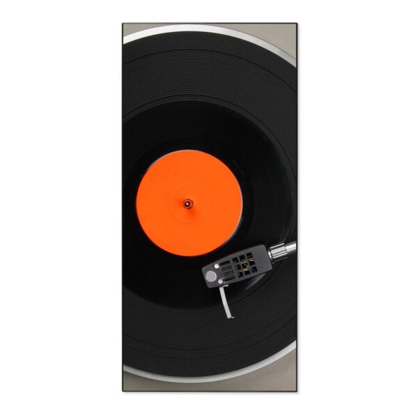 Banjado Magnettafel 37x78cm Magnetwand  Schwarz Aus Metall Magnetpinnwand Pinnwand Inkl. 4 Magnete Motiv Plattenspieler