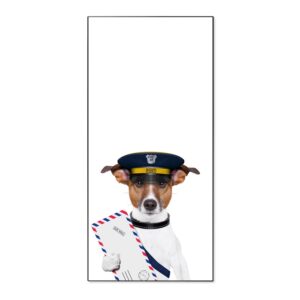 Banjado Magnettafel 37x78cm Magnetwand  Schwarz Aus Metall Magnetpinnwand Pinnwand Inkl. 4 Magnete Motiv Postbote Jack Russel