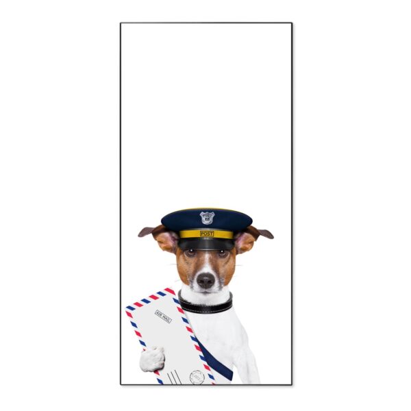 Banjado Magnettafel 37x78cm Magnetwand  Schwarz Aus Metall Magnetpinnwand Pinnwand Inkl. 4 Magnete Motiv Postbote Jack Russel