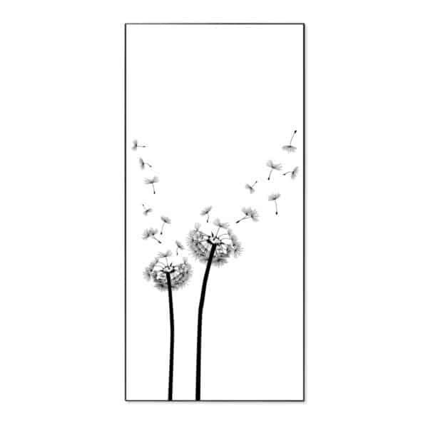 Banjado Magnettafel 37x78cm Magnetwand  Schwarz Aus Metall Magnetpinnwand Pinnwand Inkl. 4 Magnete Motiv Pusteblume 2
