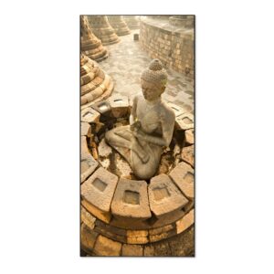 Banjado Magnettafel 37x78cm Magnetwand  Schwarz Aus Metall Magnetpinnwand Pinnwand Inkl. 4 Magnete Motiv Sitzender Buddha