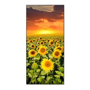 Banjado Magnettafel 37x78cm Magnetwand  Schwarz Aus Metall Magnetpinnwand Pinnwand Inkl. 4 Magnete Motiv Sonnenblumenmeer