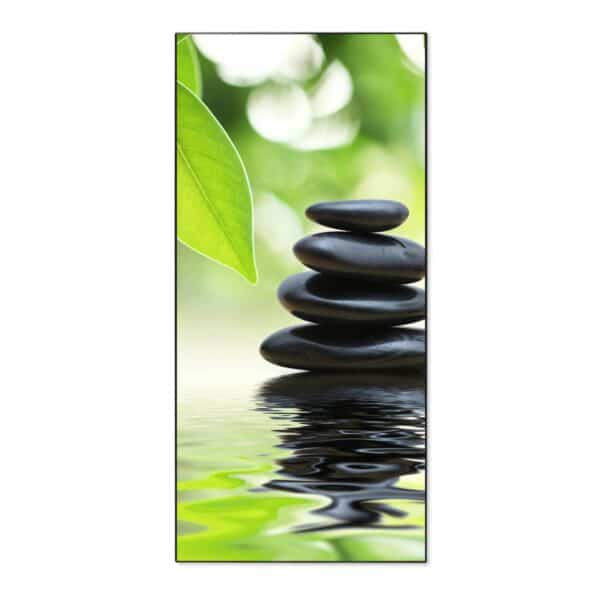 Banjado Magnettafel 37x78cm Magnetwand  Schwarz Aus Metall Magnetpinnwand Pinnwand Inkl. 4 Magnete Motiv Steine&Relax