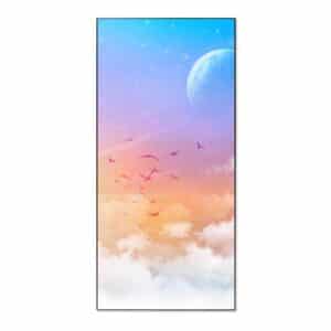 Banjado Magnettafel 37x78cm Magnetwand  Schwarz Aus Metall Magnetpinnwand Pinnwand Inkl. 4 Magnete Motiv Vögel Am Himmel