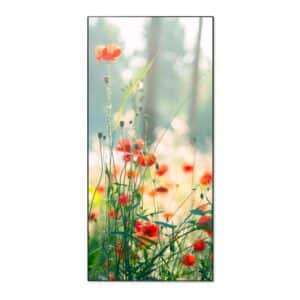 Banjado Magnettafel 37x78cm Magnetwand  Schwarz Aus Metall Magnetpinnwand Pinnwand Inkl. 4 Magnete Motiv Waldmohn