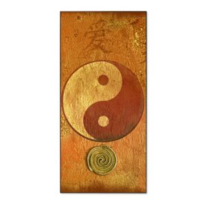 Banjado Magnettafel 37x78cm Magnetwand  Schwarz Aus Metall Magnetpinnwand Pinnwand Inkl. 4 Magnete Motiv Yin Yang