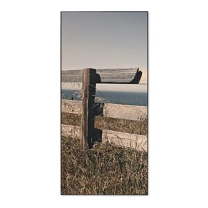 Banjado Magnettafel 37x78cm Magnetwand  Schwarz Aus Metall Magnetpinnwand Pinnwand Inkl. 4 Magnete Motiv Zaun Am Meer