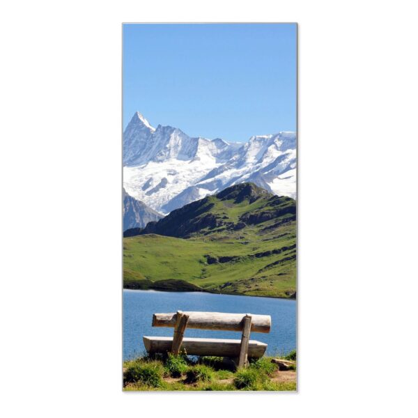Banjado Magnettafel 37x78cm Magnetwand  Silber Aus Metall Magnetpinnwand Pinnwand Inkl. 4 Magnete Motiv Alpen