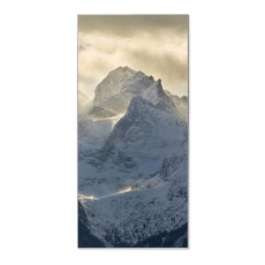 Banjado Magnettafel 37x78cm Magnetwand  Silber Aus Metall Magnetpinnwand Pinnwand Inkl. 4 Magnete Motiv Alpen Im Sonnenschein
