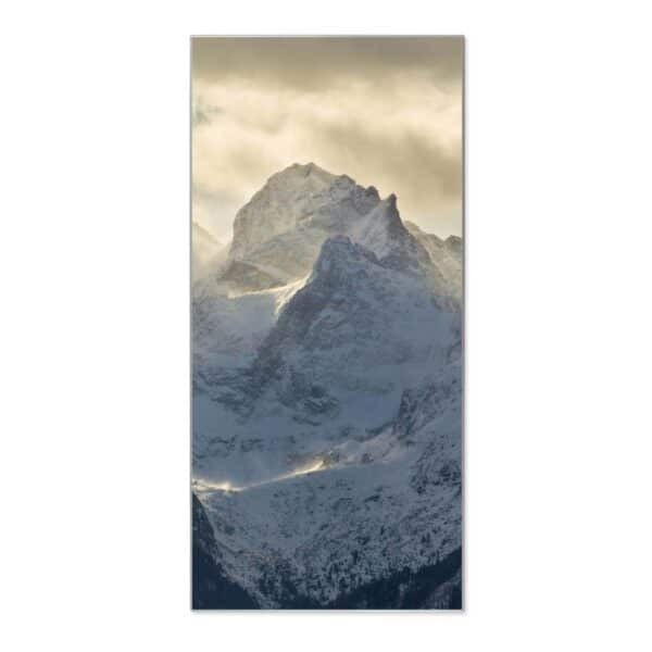 Banjado Magnettafel 37x78cm Magnetwand  Silber Aus Metall Magnetpinnwand Pinnwand Inkl. 4 Magnete Motiv Alpen Im Sonnenschein