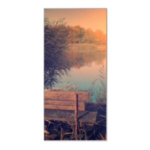 Banjado Magnettafel 37x78cm Magnetwand  Silber Aus Metall Magnetpinnwand Pinnwand Inkl. 4 Magnete Motiv Bank Am See