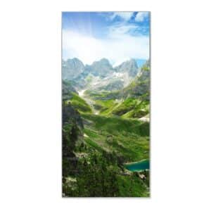 Banjado Magnettafel 37x78cm Magnetwand  Silber Aus Metall Magnetpinnwand Pinnwand Inkl. 4 Magnete Motiv Bergsee Alpen