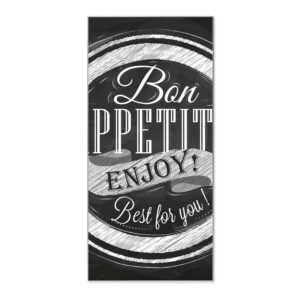 Banjado Magnettafel 37x78cm Magnetwand  Silber Aus Metall Magnetpinnwand Pinnwand Inkl. 4 Magnete Motiv Bon Appetit