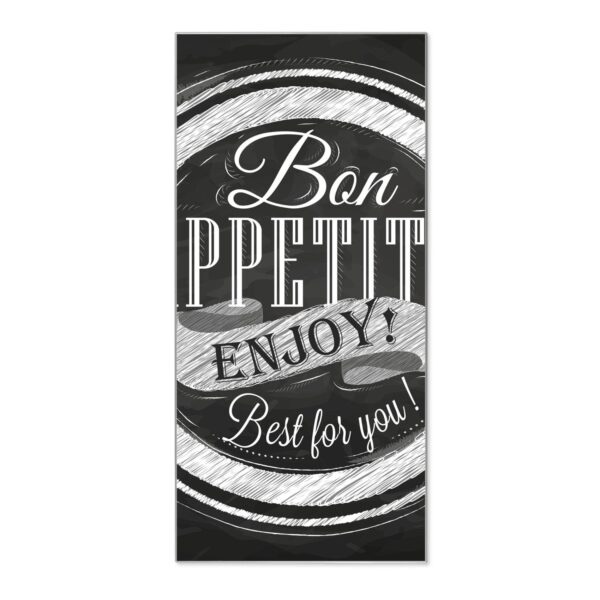 Banjado Magnettafel 37x78cm Magnetwand  Silber Aus Metall Magnetpinnwand Pinnwand Inkl. 4 Magnete Motiv Bon Appetit