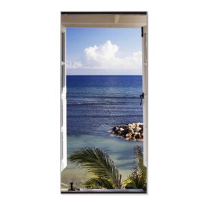 Banjado Magnettafel 37x78cm Magnetwand  Silber Aus Metall Magnetpinnwand Pinnwand Inkl. 4 Magnete Motiv Fensterpanorama