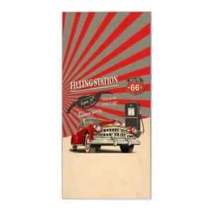 Banjado Magnettafel 37x78cm Magnetwand  Silber Aus Metall Magnetpinnwand Pinnwand Inkl. 4 Magnete Motiv Filling Station
