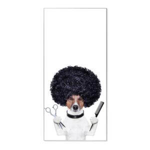 Banjado Magnettafel 37x78cm Magnetwand  Silber Aus Metall Magnetpinnwand Pinnwand Inkl. 4 Magnete Motiv Friseur Jack Russel