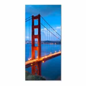 Banjado Magnettafel 37x78cm Magnetwand  Silber Aus Metall Magnetpinnwand Pinnwand Inkl. 4 Magnete Motiv Golden Gate Bridge