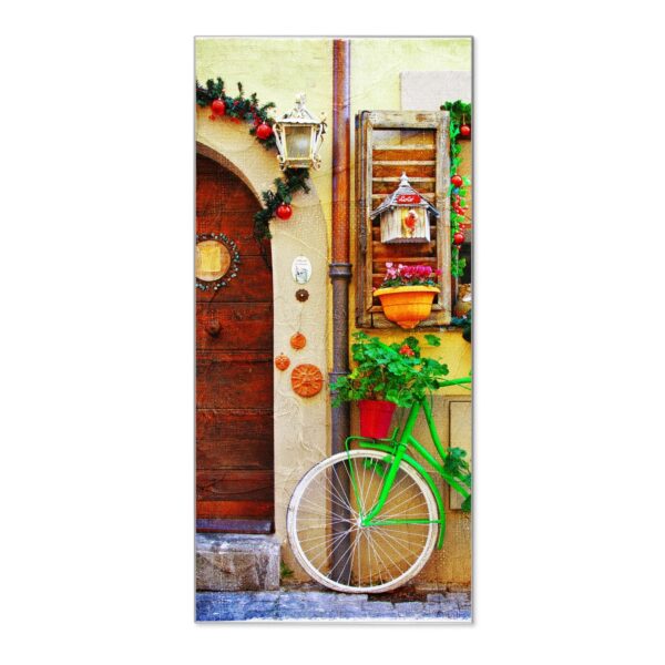 Banjado Magnettafel 37x78cm Magnetwand  Silber Aus Metall Magnetpinnwand Pinnwand Inkl. 4 Magnete Motiv Grünes Fahrrad
